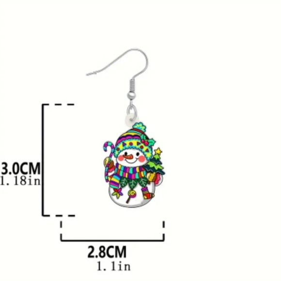Snowman Christmas Earrings - Picture 5 of 6